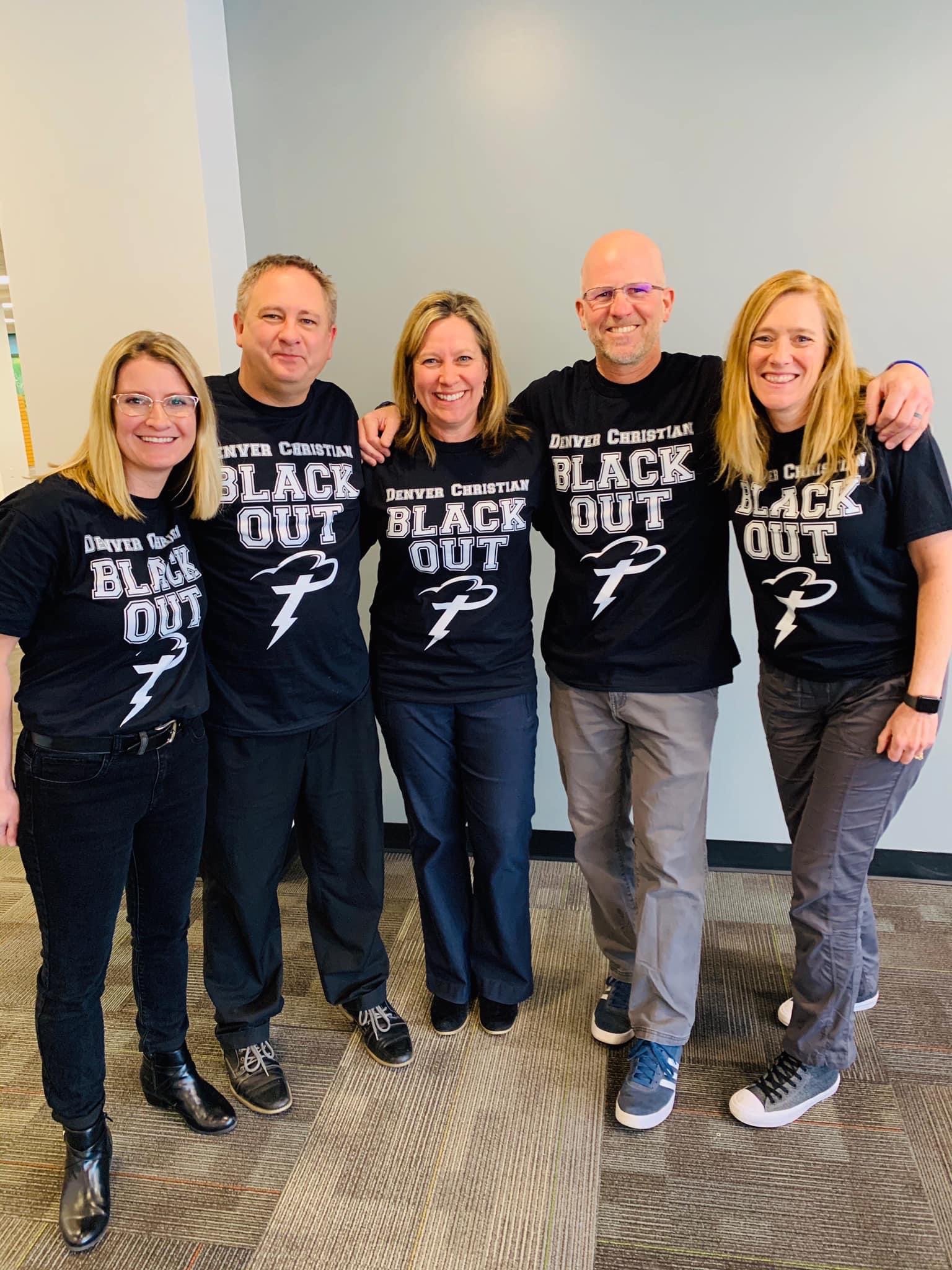 faculty wearing Black Out t-shirts