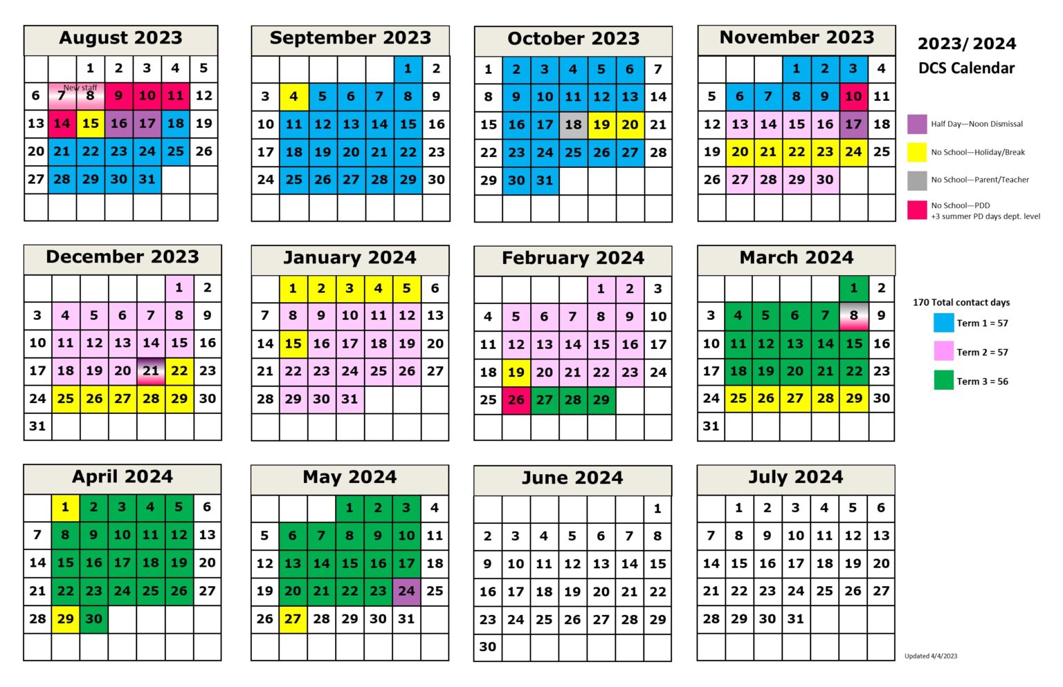 Calendar Denver Christian School DCS 